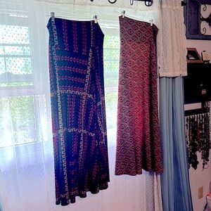 Lot of 2 LuLaRoe VIBRANT colored maxi skirts! Size Medium-fantastic shape!